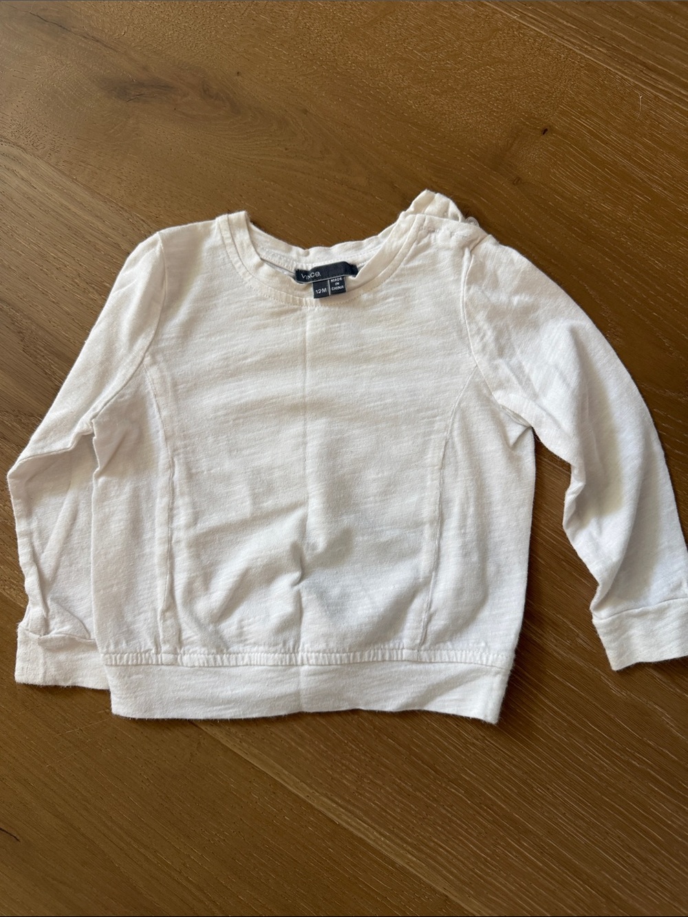 Vince Kids Cream Long Sleeve Crew Top
